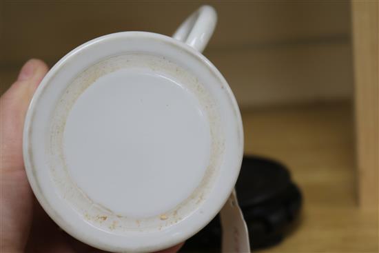 A Chinese famille rose teapot and cover, Daoguang period, wood stand teapot 11cm.